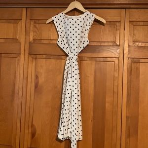 White dress with white polka dots